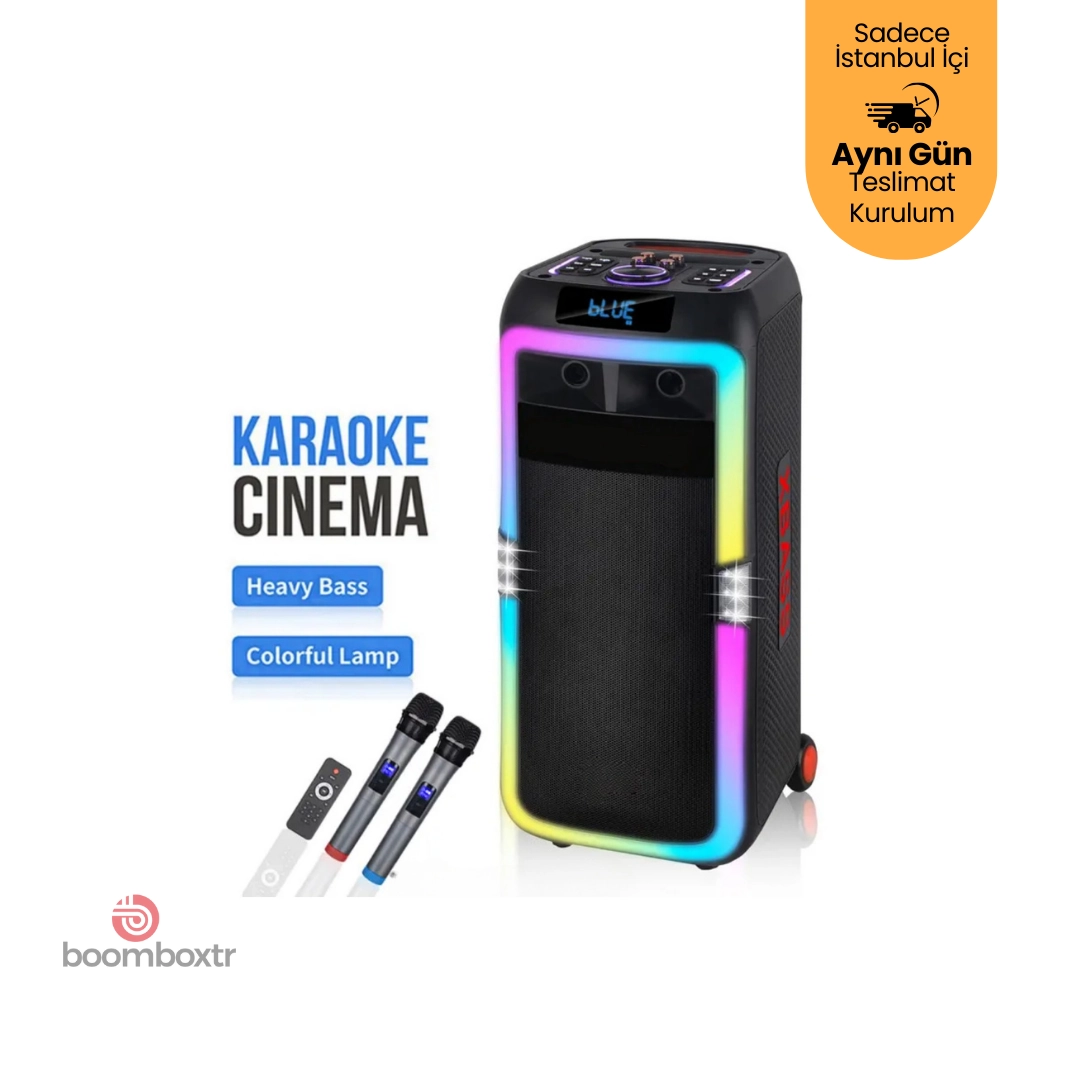 Hepu HP 104 Taşınabilir Bluetooth Hoparlör 80 w Rms 2*10 inc Subwoofer Ultra Bass 