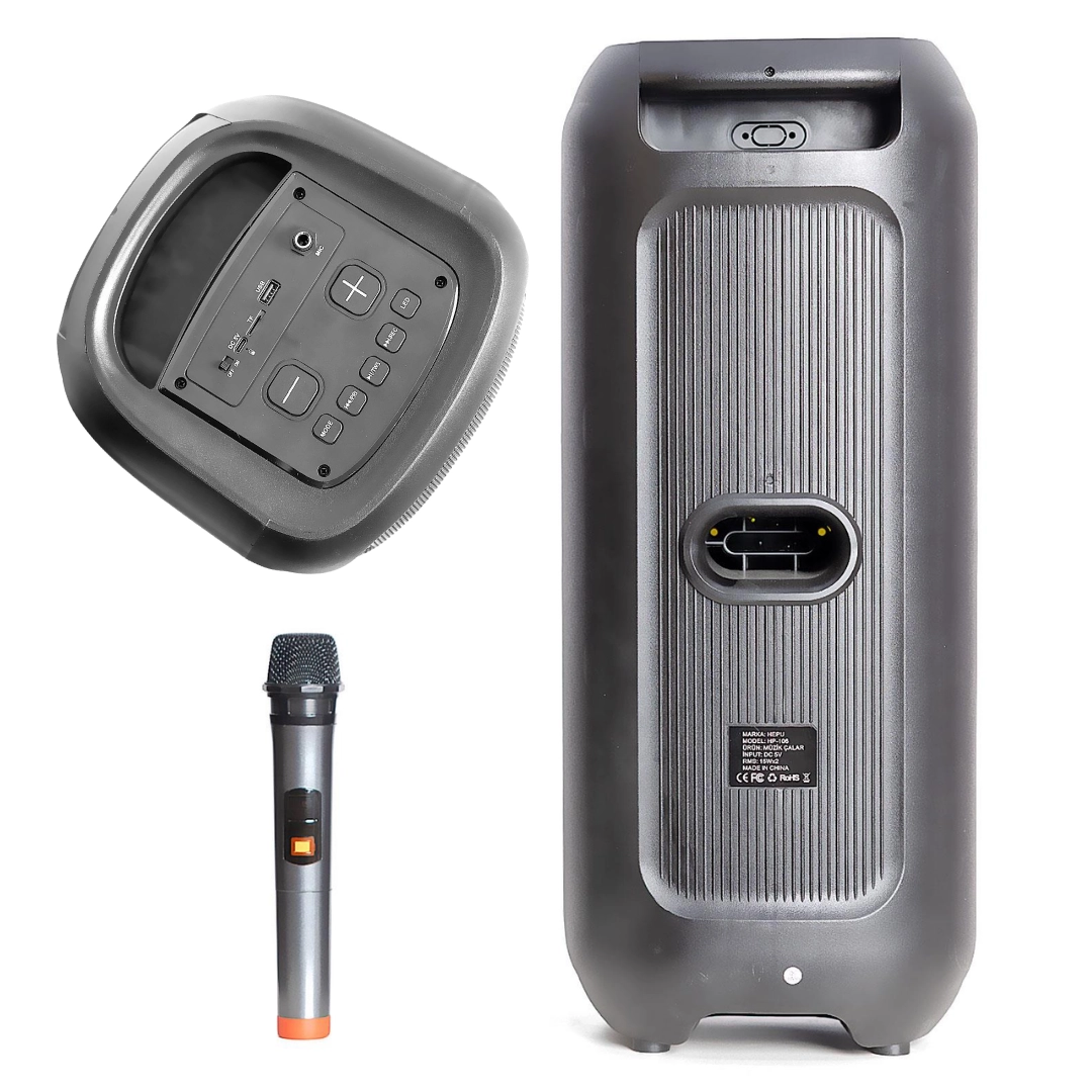 HP 106 Bluetooth Hoparlör 2*8 inc 30 w Rms Rgb Efektif Kablosuz Karaoke Mikrofon TWS