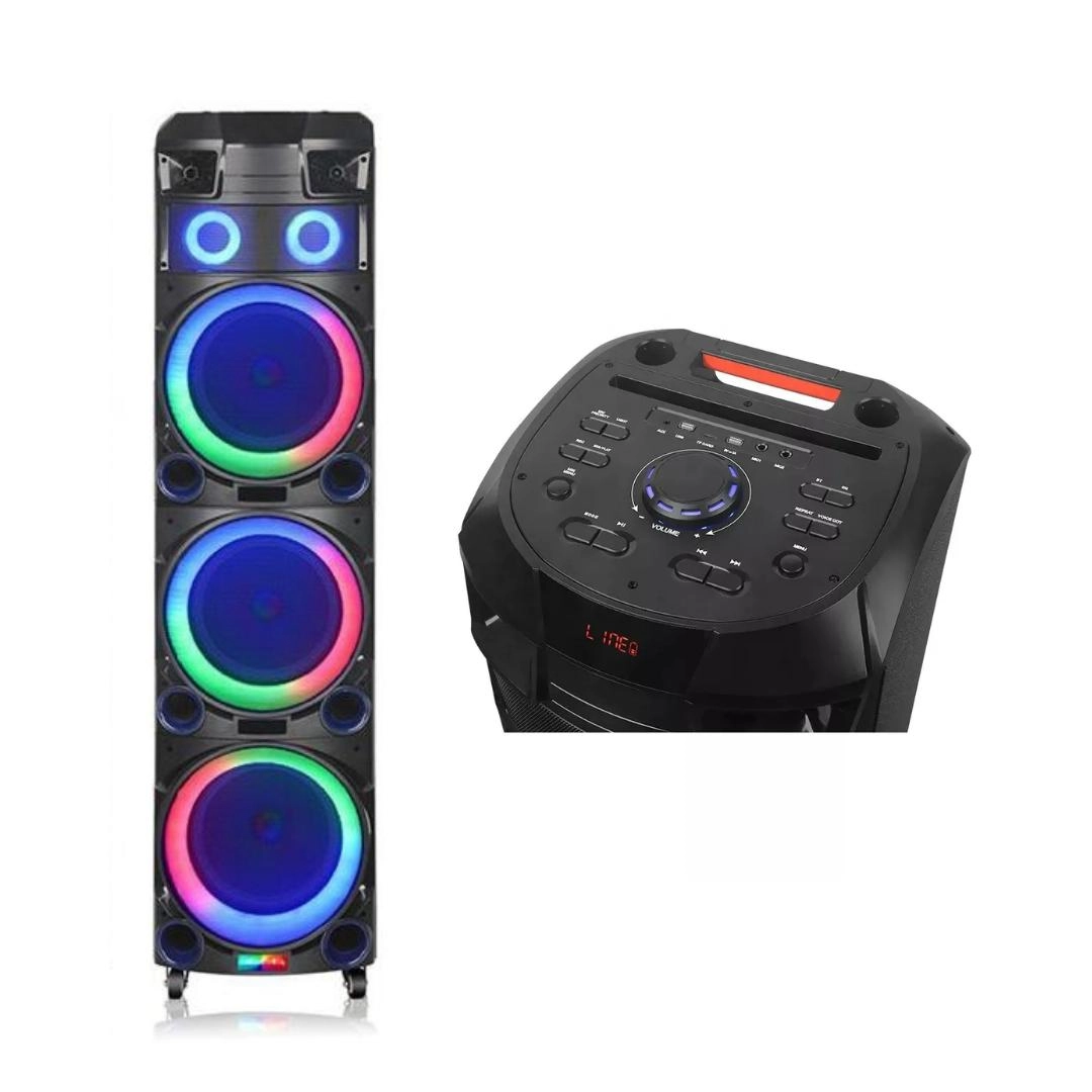 Hepu HP-912 Kule Tipi Taşınabilir Bluetooth Parti Hoparlörü 150 W Rms 3*12 inc Subwoofer