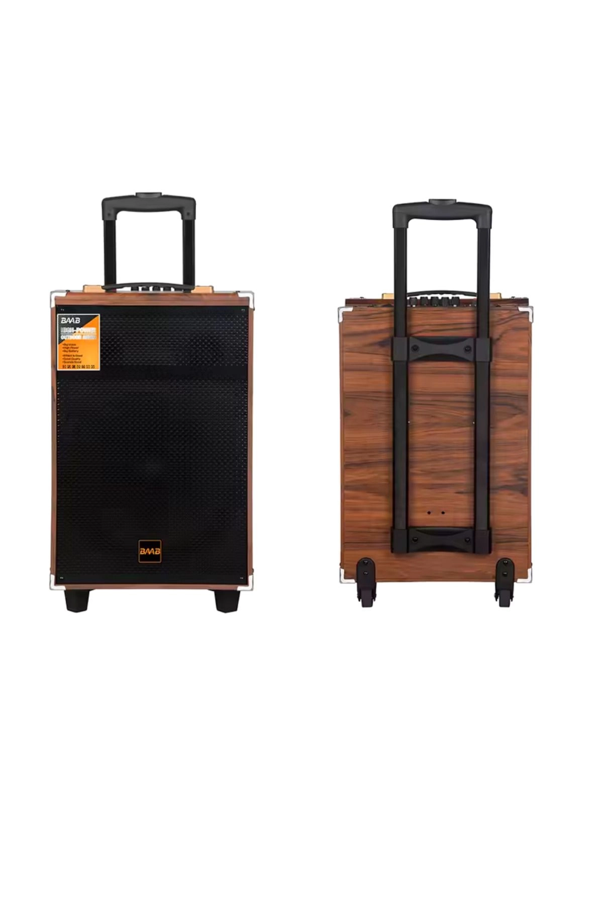 Baab B-Q8 Taşınabilir Ahşap Şarjlı Bluetooth Hoparlör 40 w Rms 8 inc Subwoofer
