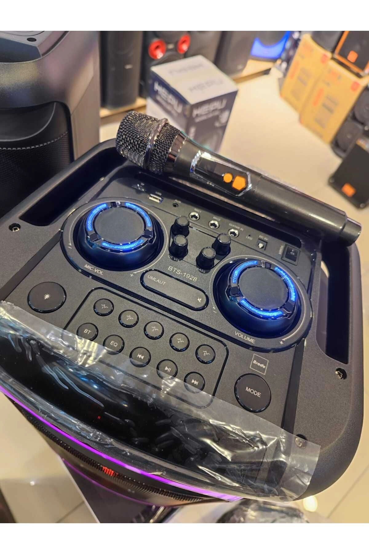Bts 1928 Taşınabilir  Şarjlı 12 inc 100 w Karaoke Amfi Bluetooth Parti Hoparlörü