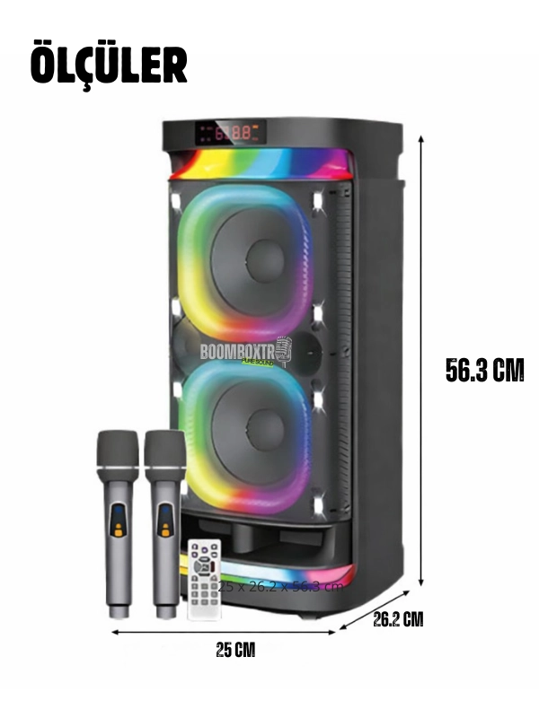 BTS-1989 30W Bluetooth Hoparlör RGB LED Işıklı Çift Mikrofonlu Taşınabilir Ses Sistemi TWS USB TF