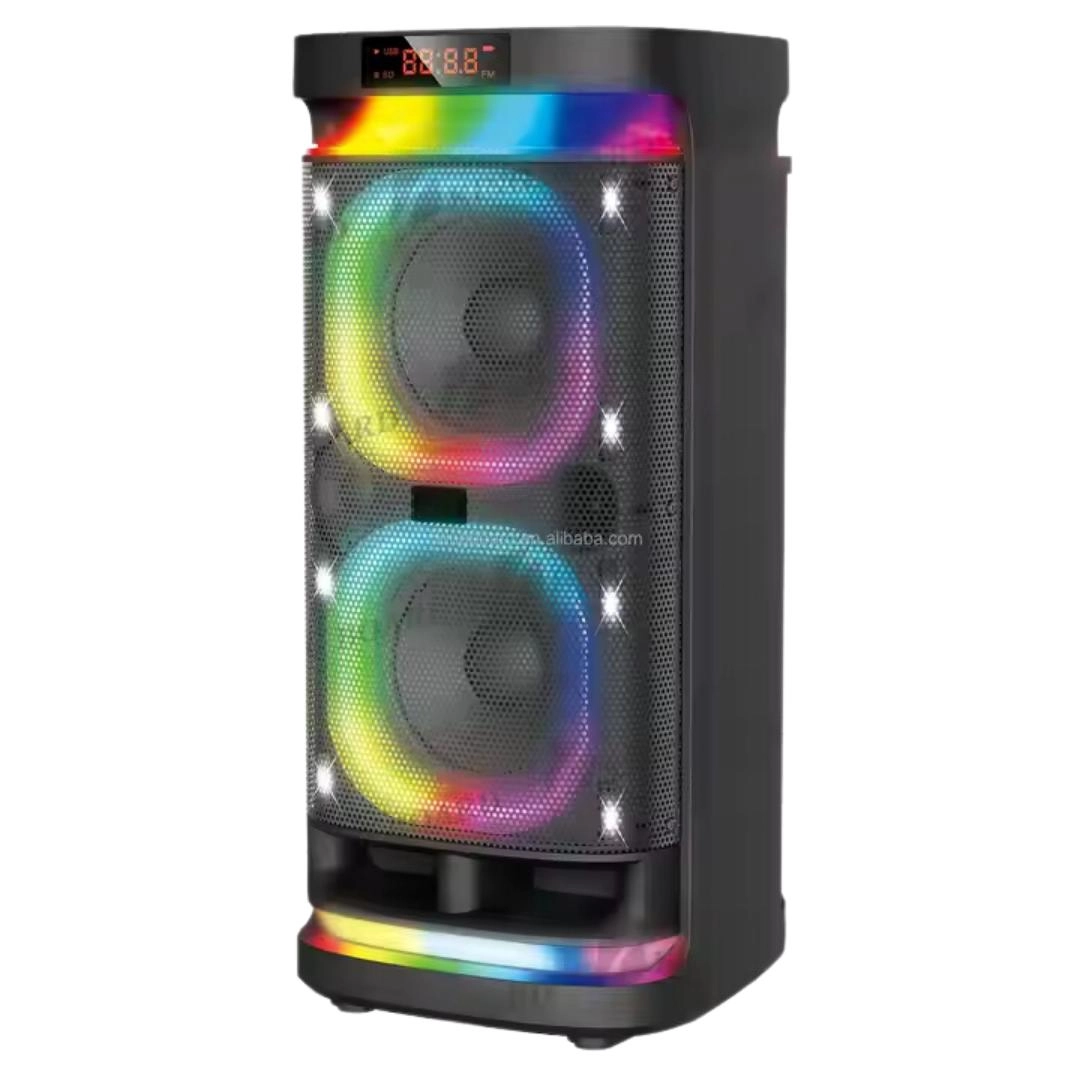 BTS-1990 Siyah RGB Ledli Mikrofonlu Kumandalı Bluetooth Hoparlör Parti Speaker