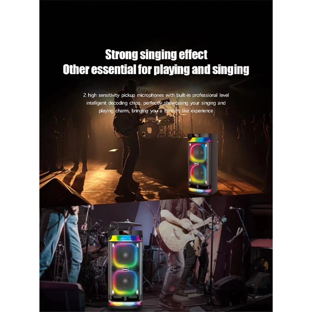BTS-1989 30W Bluetooth Hoparlör RGB LED Işıklı Çift Mikrofonlu Taşınabilir Ses Sistemi TWS USB TF