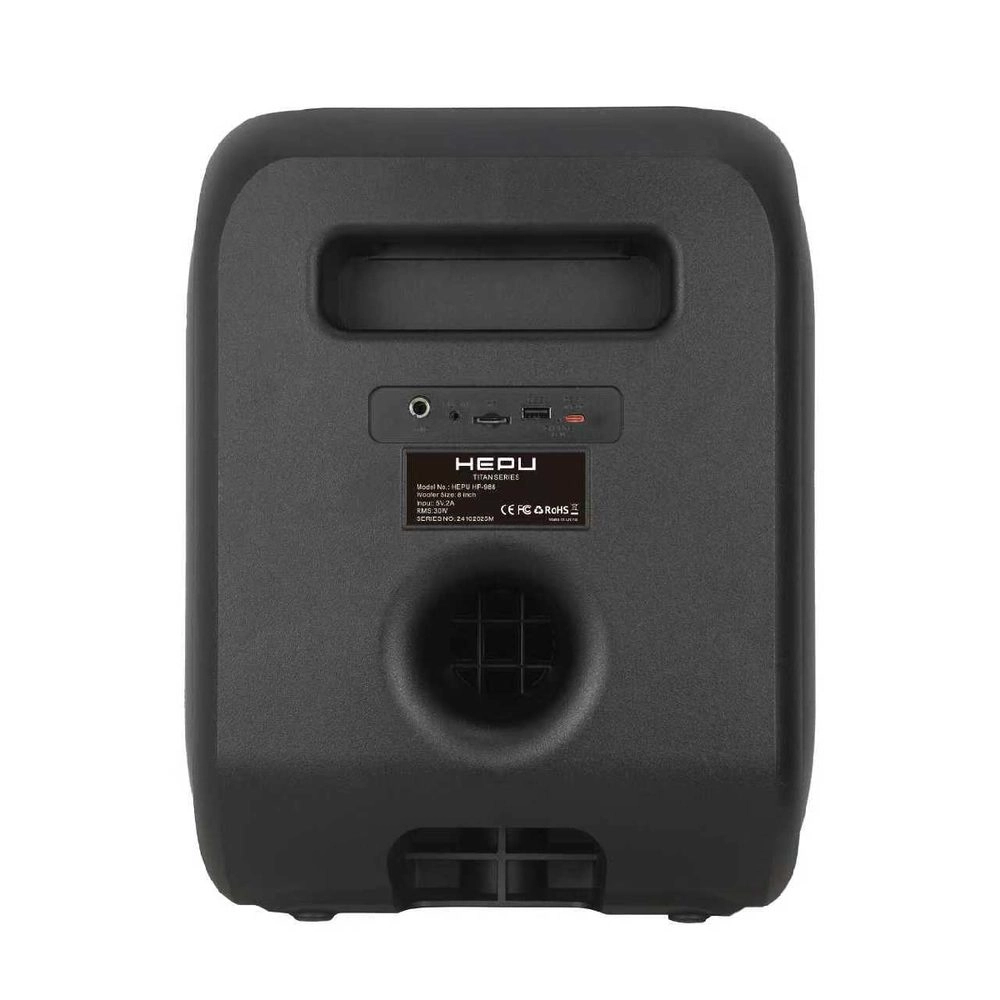 HEPU HP-988 Titan Series Taşınabilir Bluetooth Hoparlör – 8” Hoparlör, RMS 30W, Extra Bass, TWS Destekli