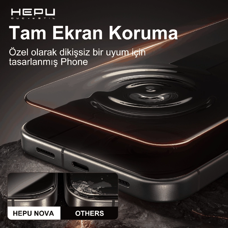 HEPU NOVA HD Clear Temperli Cam Ekran Koruyucu – iPhone 15 Pro Max Uyumlu