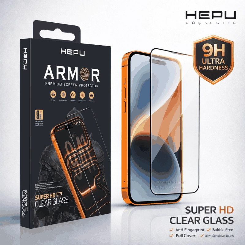 HEPU ARMOR Series Clear HD Cam Ekran Koruyucu – iPhone 17 Pro Uyumlu