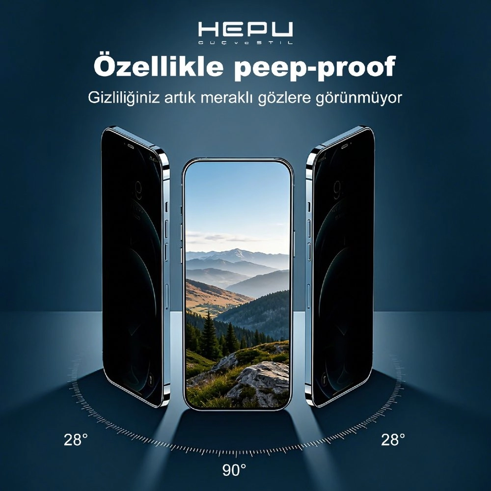 HEPU ARMOR Series Privacy Cam Ekran Koruyucu – iPhone 15 Pro Max Uyumlu