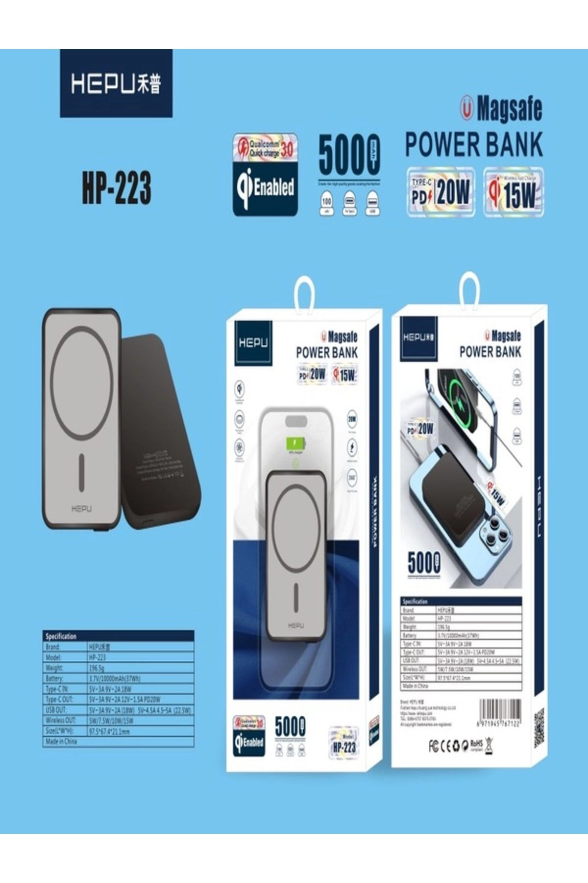 HP 223 Magsafe Manyetik Kablosuz Şarj Cihazı 5000 Mah