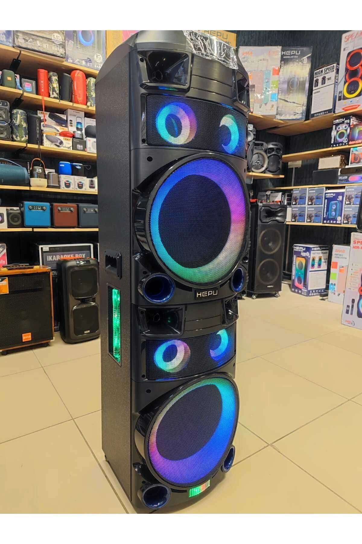 Hp 919 Taşınabilir Amfi  Kule Tipi Bluetooth Parti Hoparlörü pmpo 300 W 2*12 inc Subwoofer