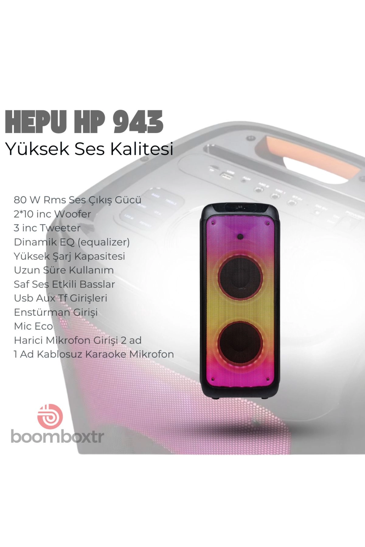 HEPU HP-943 Bluetooth Parti Hoparlör | 80W RMS | Ultra Bass