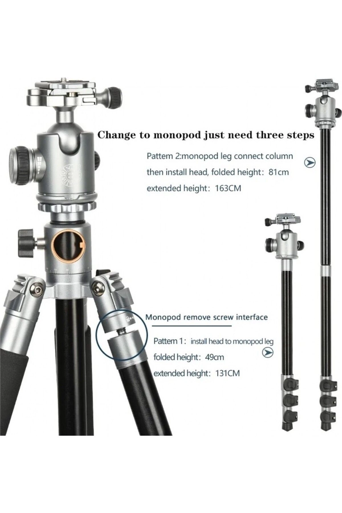T03 360 Crossbar Tripod Profesyonel Yatak Dikey Panaromik Başlı Tripod Makro Hassas 160 cm
