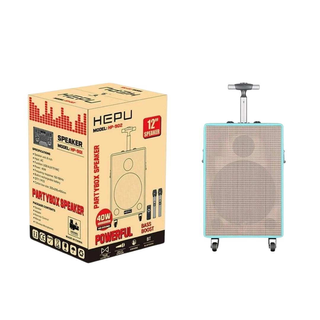 HEPU HP-902 Taşınabilir Şarjlı Bluetooth Amfi Hoparlör 12’’ Subwoofer 