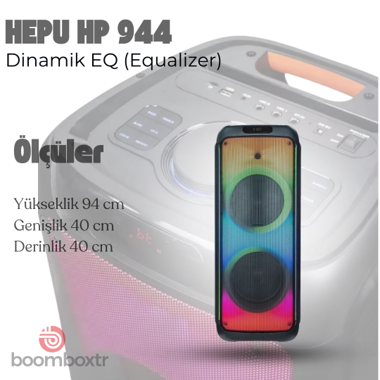 Hepu HP 944 Bluetooth Parti Hoparlörü 2*12 inc Ultra Bass
