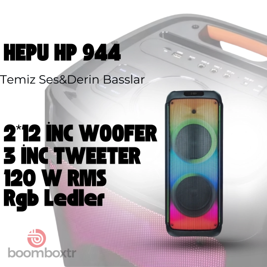 Hepu HP 944 Bluetooth Parti Hoparlörü 2*12 inc Ultra Bass