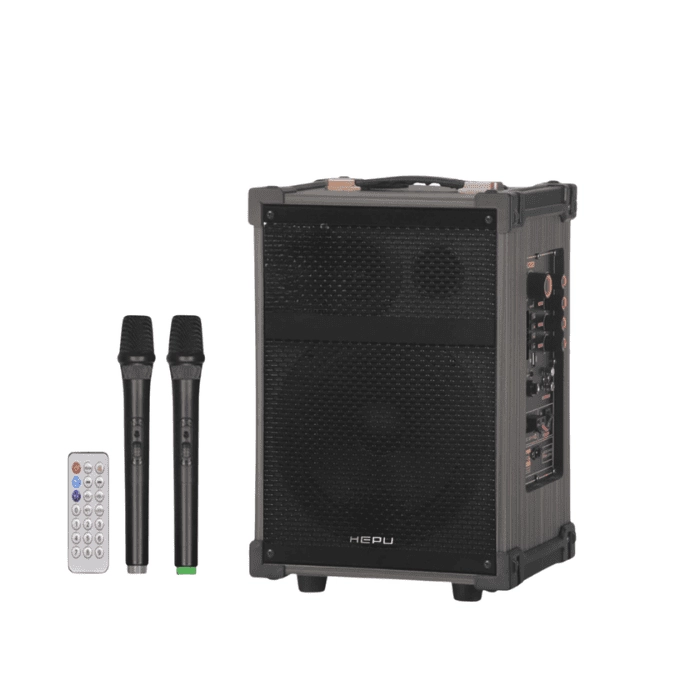HEPU HP-977 Taşınabilir Parti Hoparlörü | 50W Bluetooth Hoparlör | 12” Bass | 2 Kablosuz Mikrofon