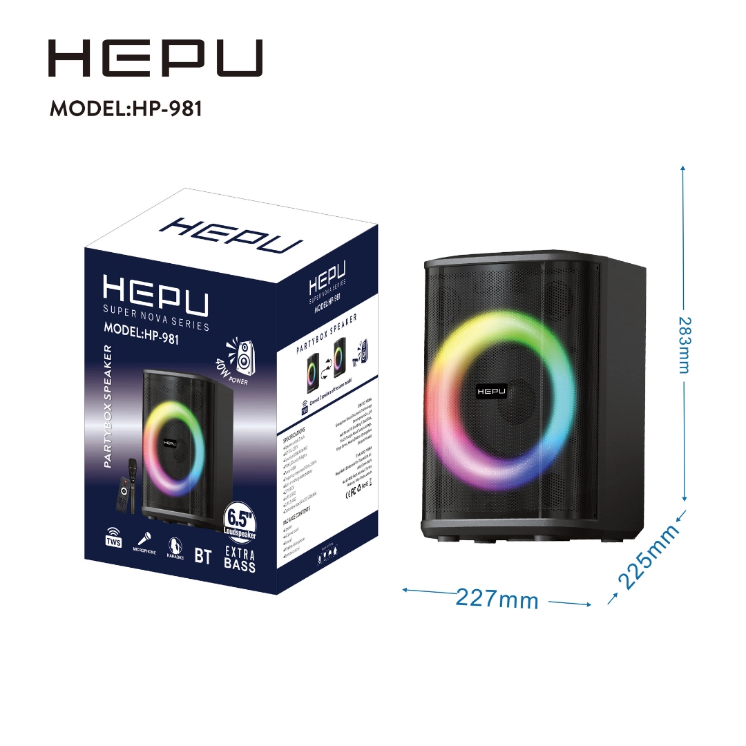 HEPU HP-981 Karaoke Bluetooth Speaker 6.5” Woofer Güçlü Bass TWS