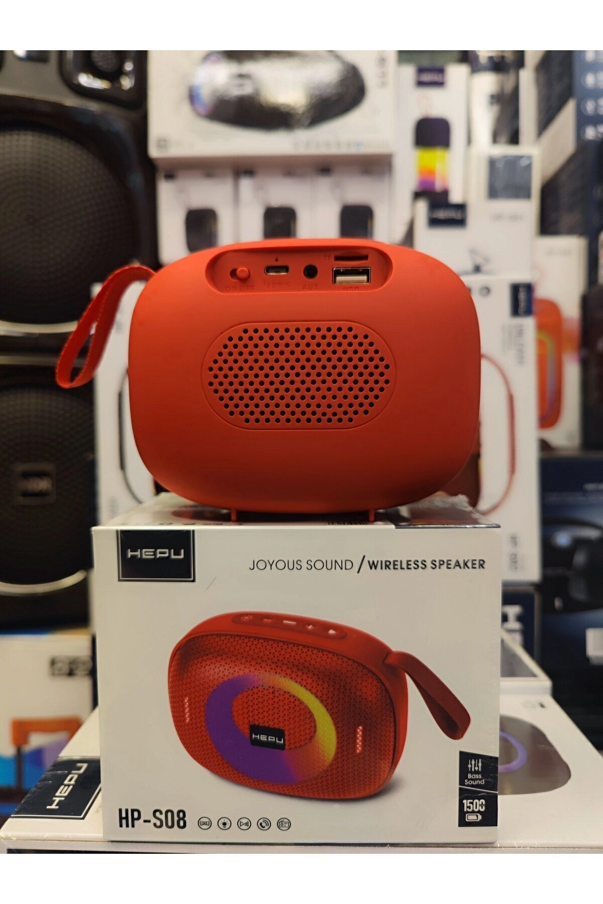 HP-S08 Taşınabilir Şarjlı Bluetooth Hoparlör Rgb Usb Aux Tf 1500 Mah Joyous Sound TWS