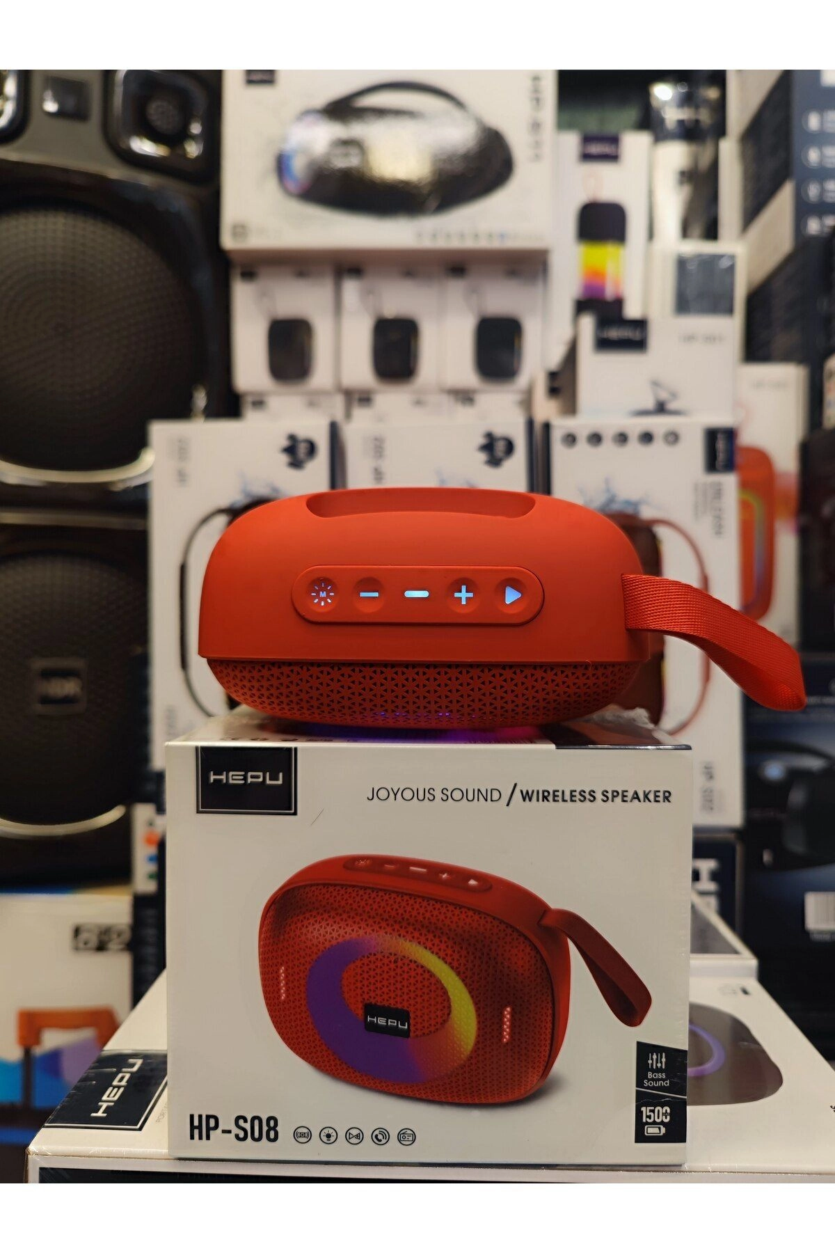 HP-S08 Taşınabilir Şarjlı Bluetooth Hoparlör Rgb Usb Aux Tf 1500 Mah Joyous Sound TWS