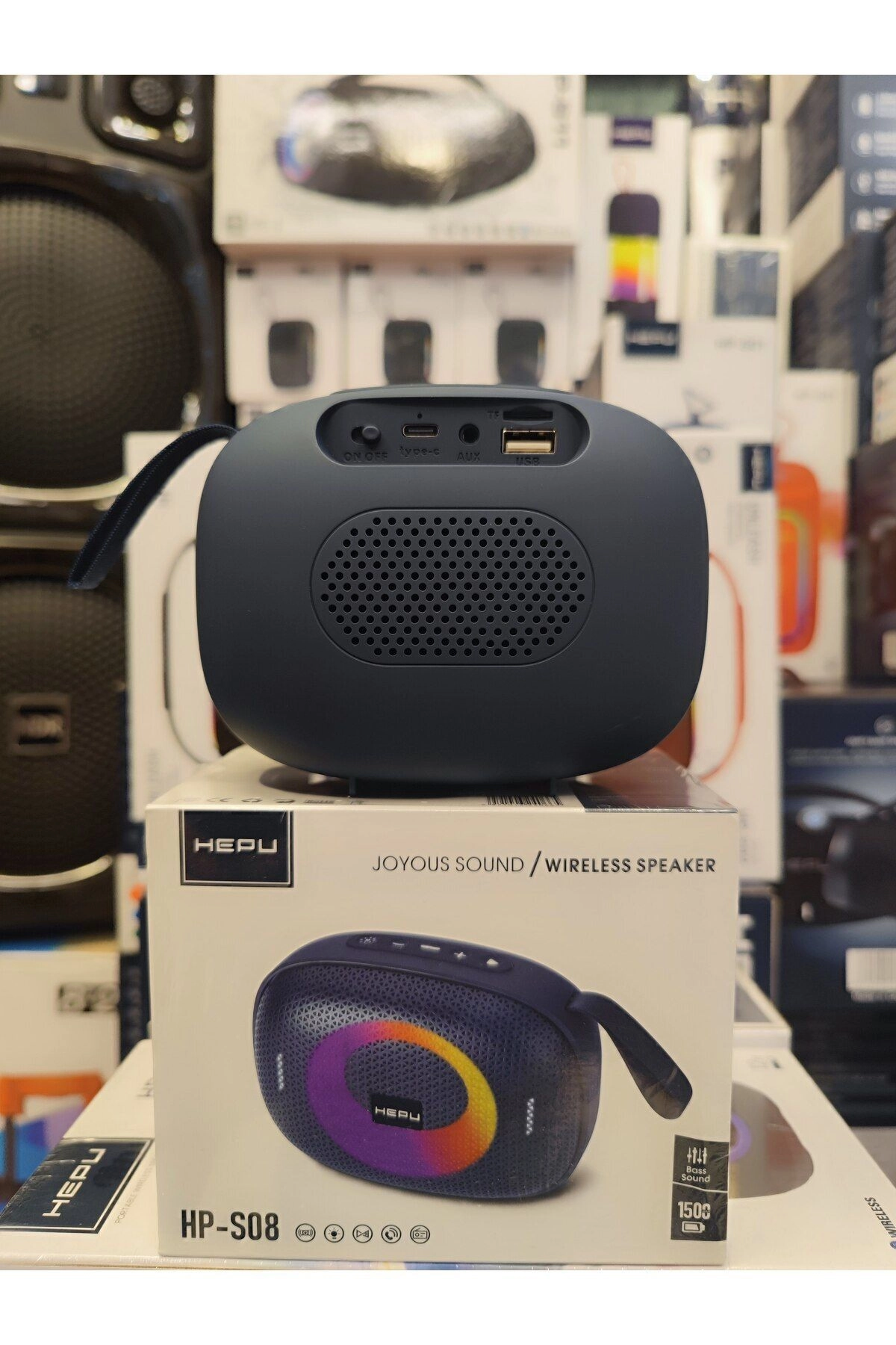 HP-S08 Taşınabilir Şarjlı Bluetooth Hoparlör Rgb Usb Aux Tf 1500 Mah Joyous Sound TWS