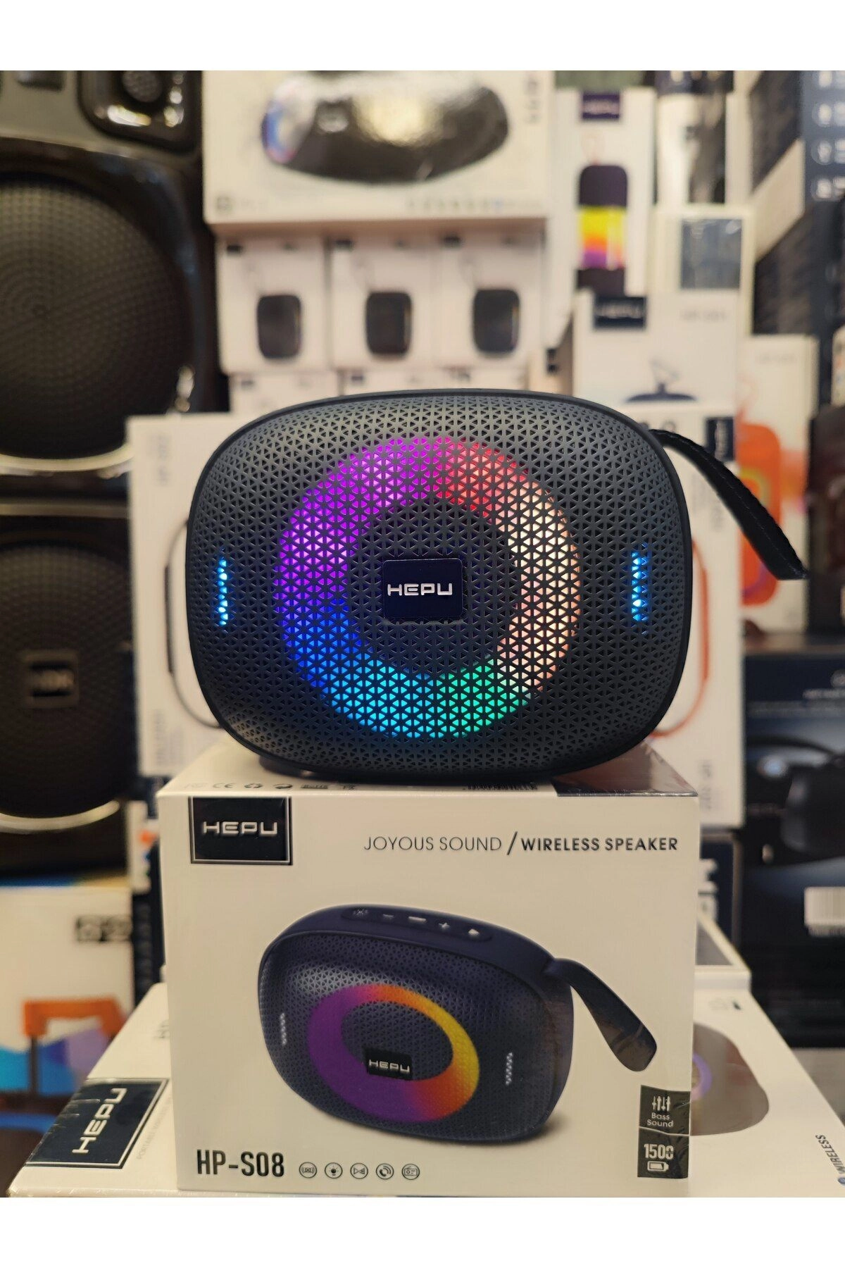 HP-S08 Taşınabilir Şarjlı Bluetooth Hoparlör Rgb Usb Aux Tf 1500 Mah Joyous Sound TWS