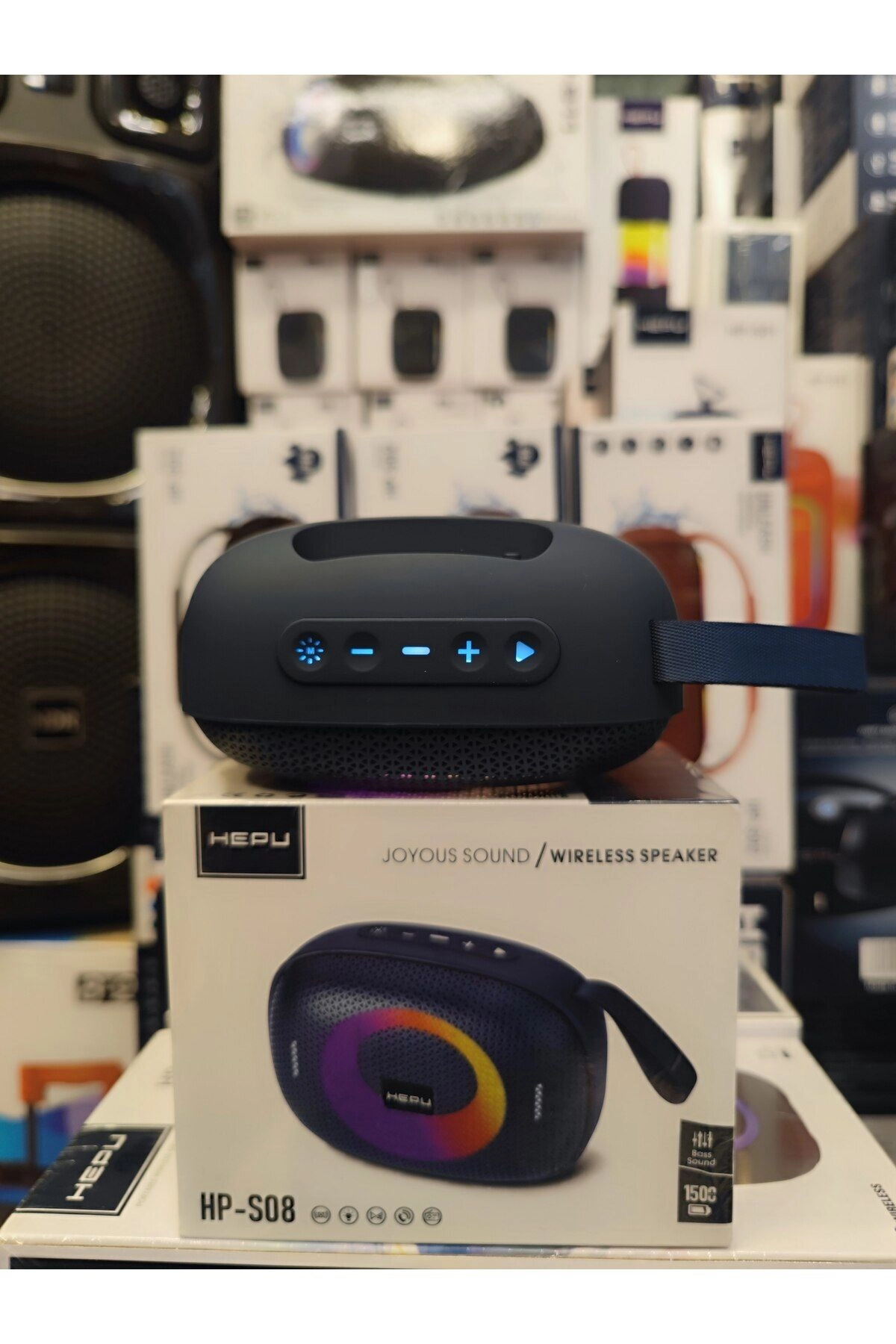 HP-S08 Taşınabilir Şarjlı Bluetooth Hoparlör Rgb Usb Aux Tf 1500 Mah Joyous Sound TWS