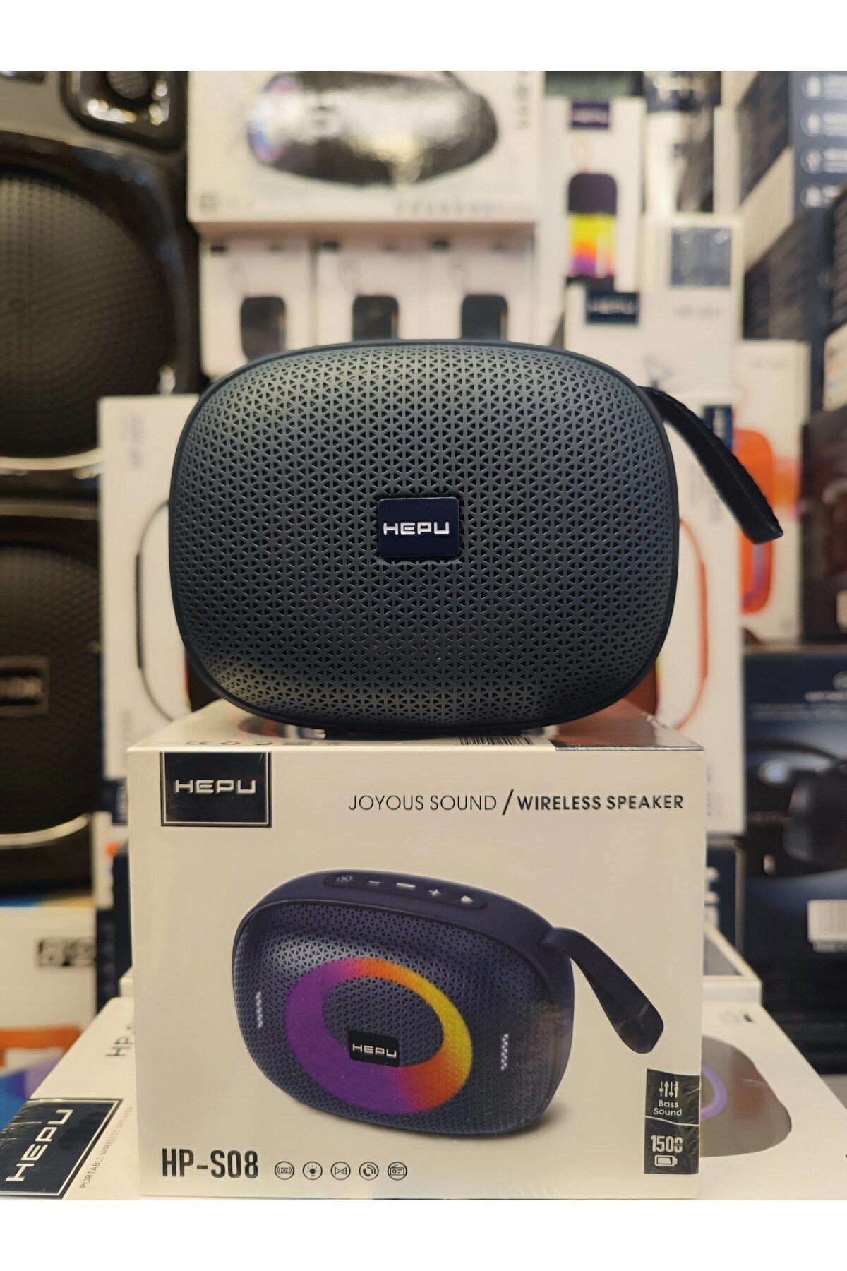 HP-S08 Taşınabilir Şarjlı Bluetooth Hoparlör Rgb Usb Aux Tf 1500 Mah Joyous Sound TWS