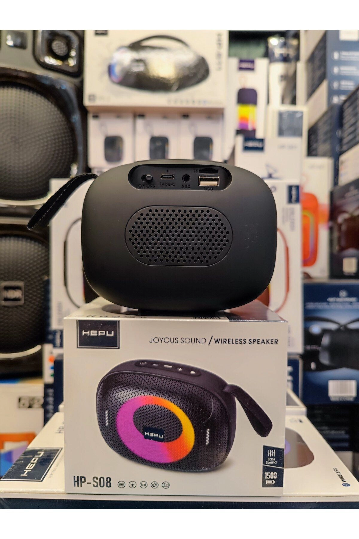 HP-S08 Taşınabilir Şarjlı Bluetooth Hoparlör Rgb Usb Aux Tf 1500 Mah Joyous Sound TWS