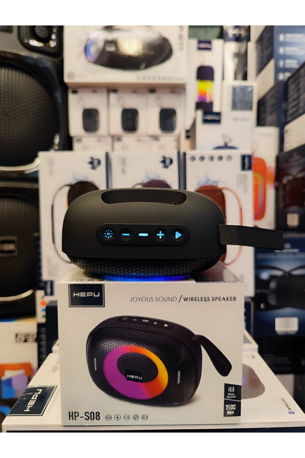 HP-S08 Taşınabilir Şarjlı Bluetooth Hoparlör Rgb Usb Aux Tf 1500 Mah Joyous Sound TWS
