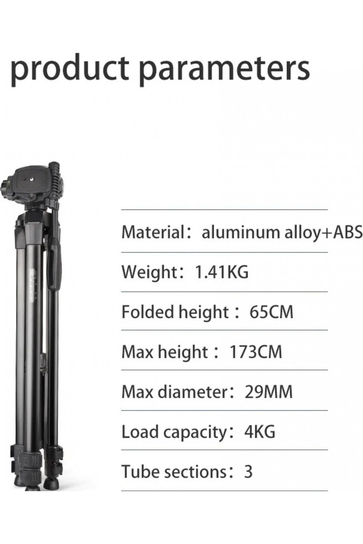 hp T04 Alüminyum 173 cm Tripod Profesyonel Taşınabilir Dslr Cep Telefonu Tripodu