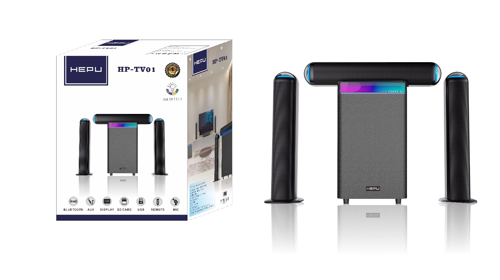Hepu HP TV01  3+1 Bluetooth Sinema Sistemi Usb,Tf,Aux