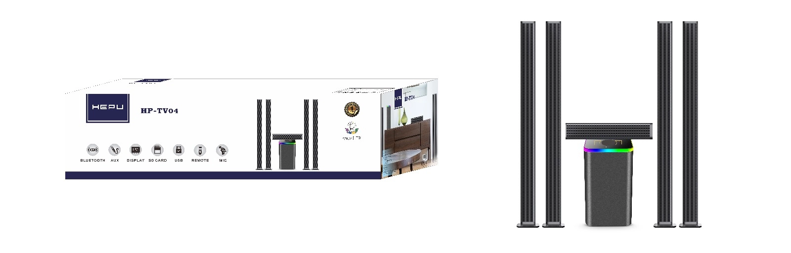 Hepu HP Tv04 5+1 Bluetooth Sinema Sistemi Usb,Aux,Tf 100 W rms