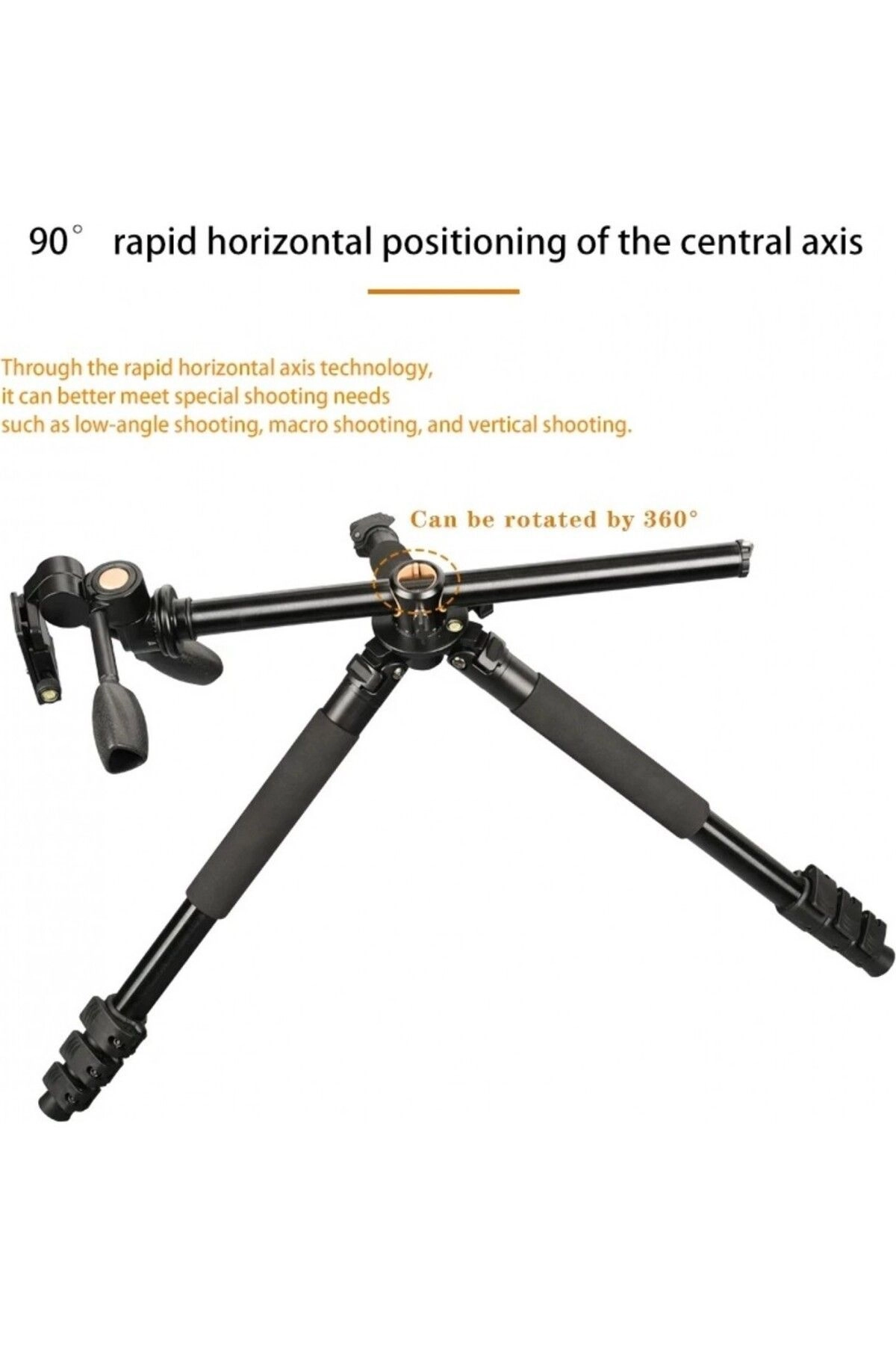 T06 Profesyonel Tripod 190 cm Yatay Kullanım Fonksiyonlu Panoromik 360 Derece Dönebilir Monopod