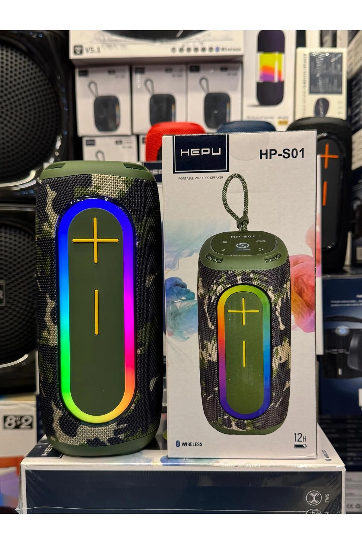 HP-S01 Taşınabilir Şarjlı Bluetooth Hoparlör  3000 Mah Rgb Aux.usb.tf 20w Rms TWS Type-c Şarj