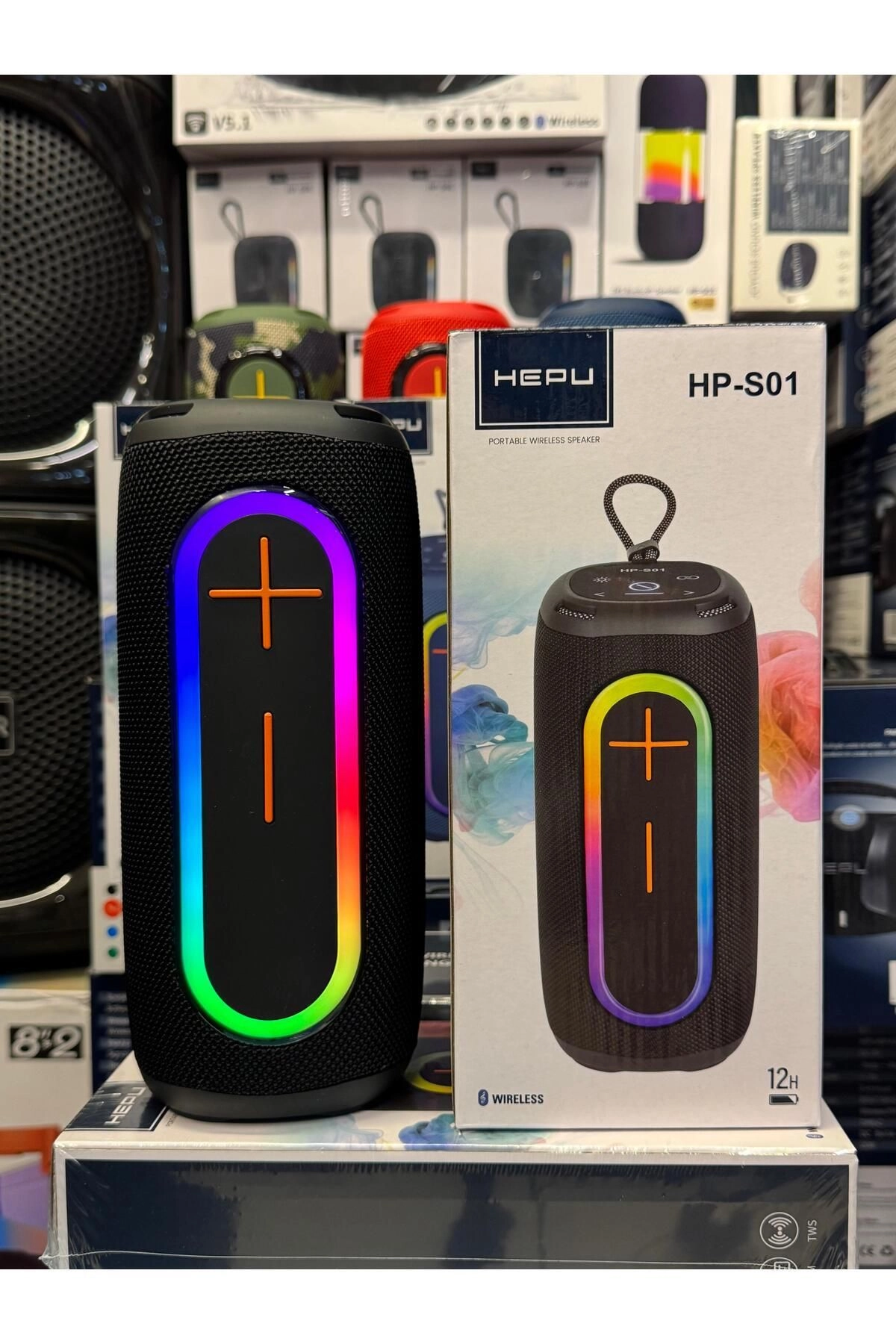 HP-S01 Taşınabilir Şarjlı Bluetooth Hoparlör  3000 Mah Rgb Aux.usb.tf 20w Rms TWS Type-c Şarj