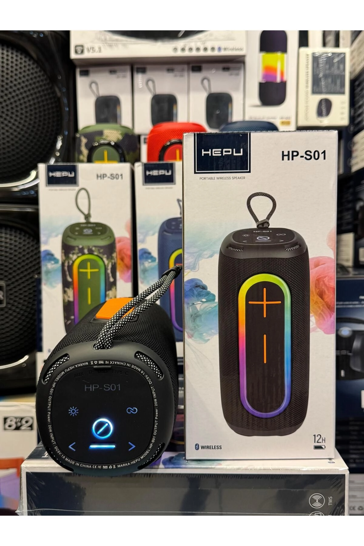 HP-S01 Taşınabilir Şarjlı Bluetooth Hoparlör  3000 Mah Rgb Aux.usb.tf 20w Rms TWS Type-c Şarj