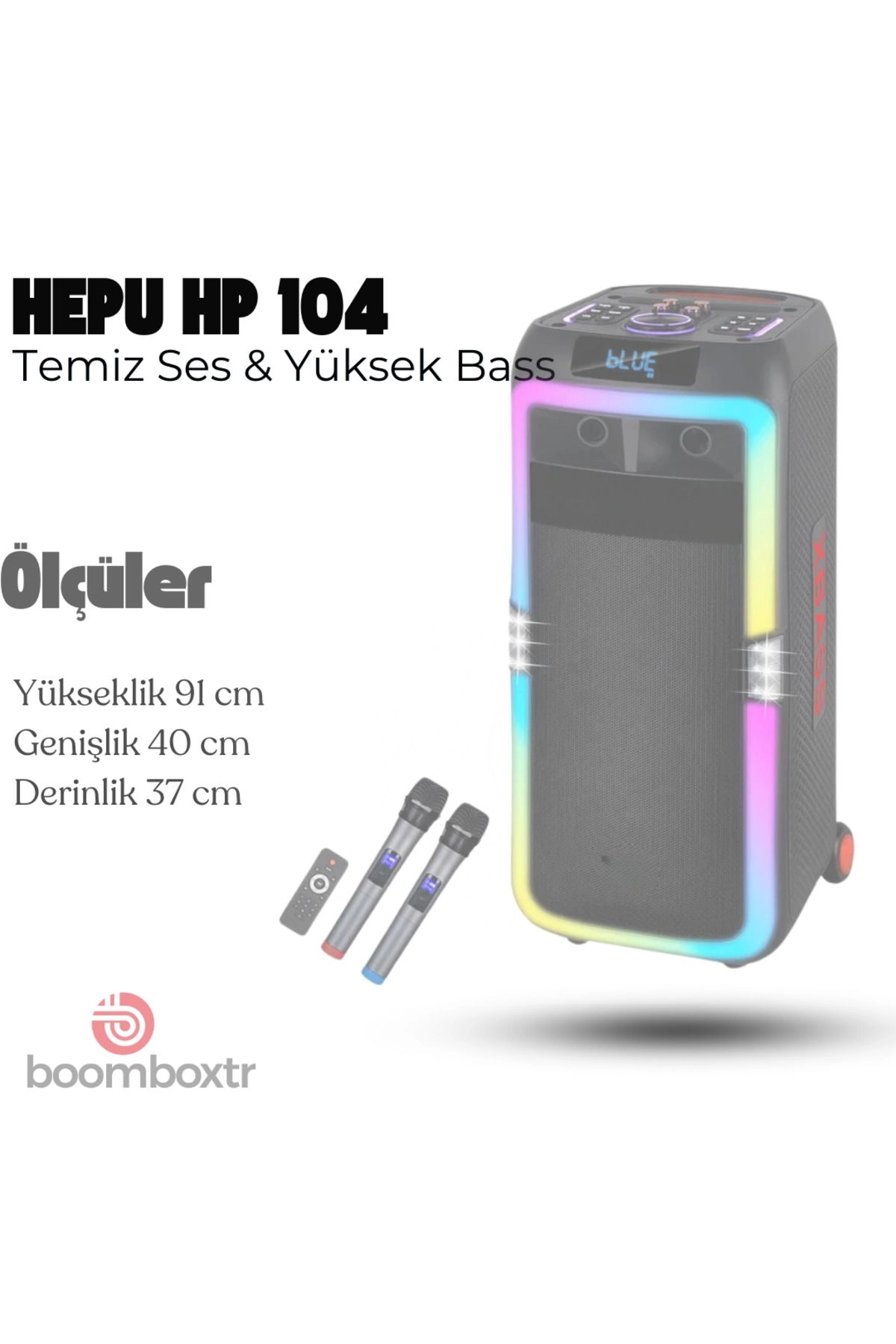HP 104 Taşınabilir Bluetooth Hoparlör 80 w Rms 2*10 inc Subwoofer Ultra Bass