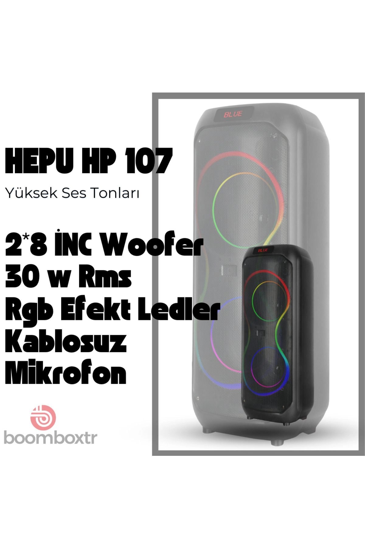 HEPU HP-107 Bluetooth Hoparlör | 30W RMS | 2x8” Woofer