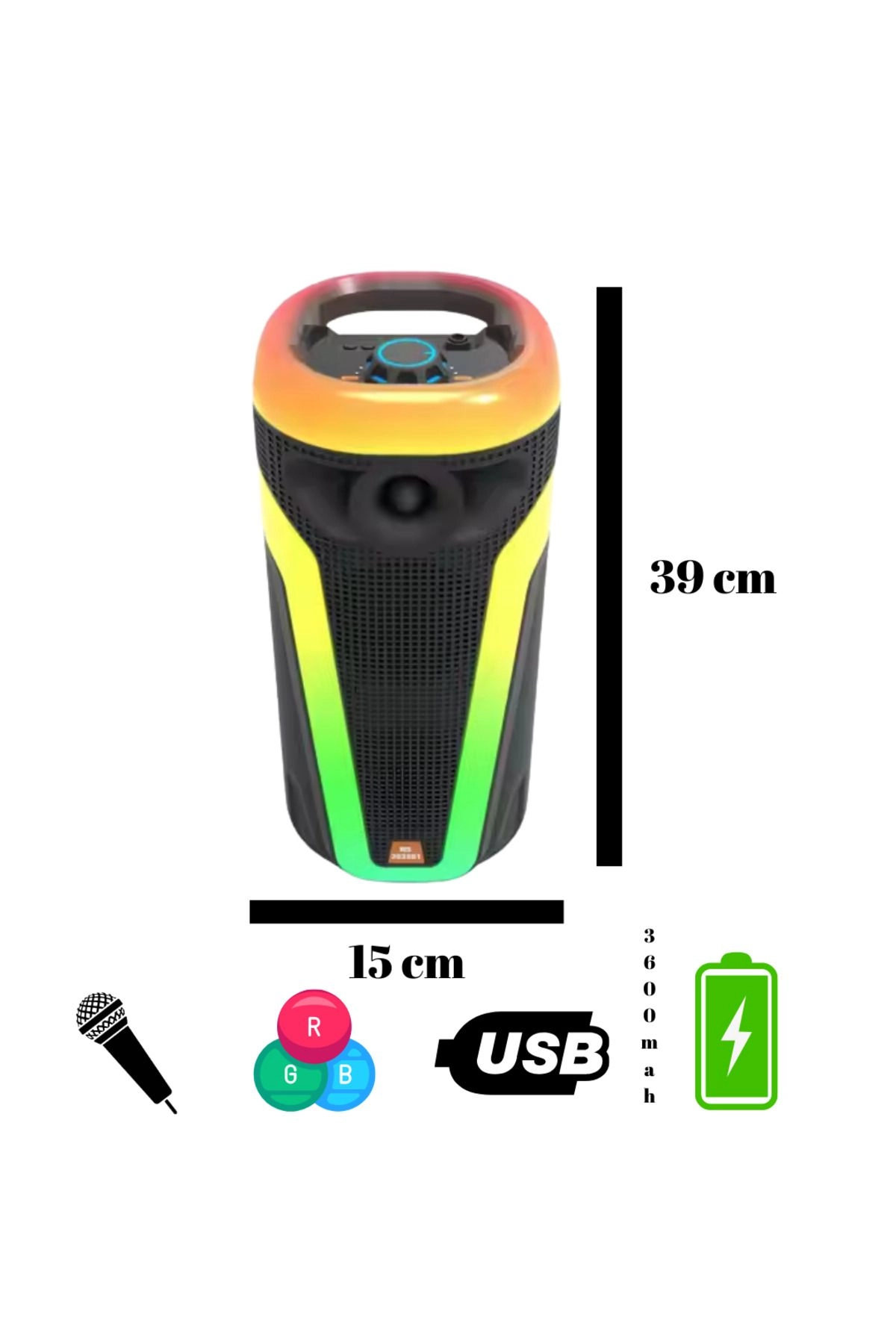 HEPU HP-113 Bluetooth Hoparlör | 10W RMS | RGB Karaoke