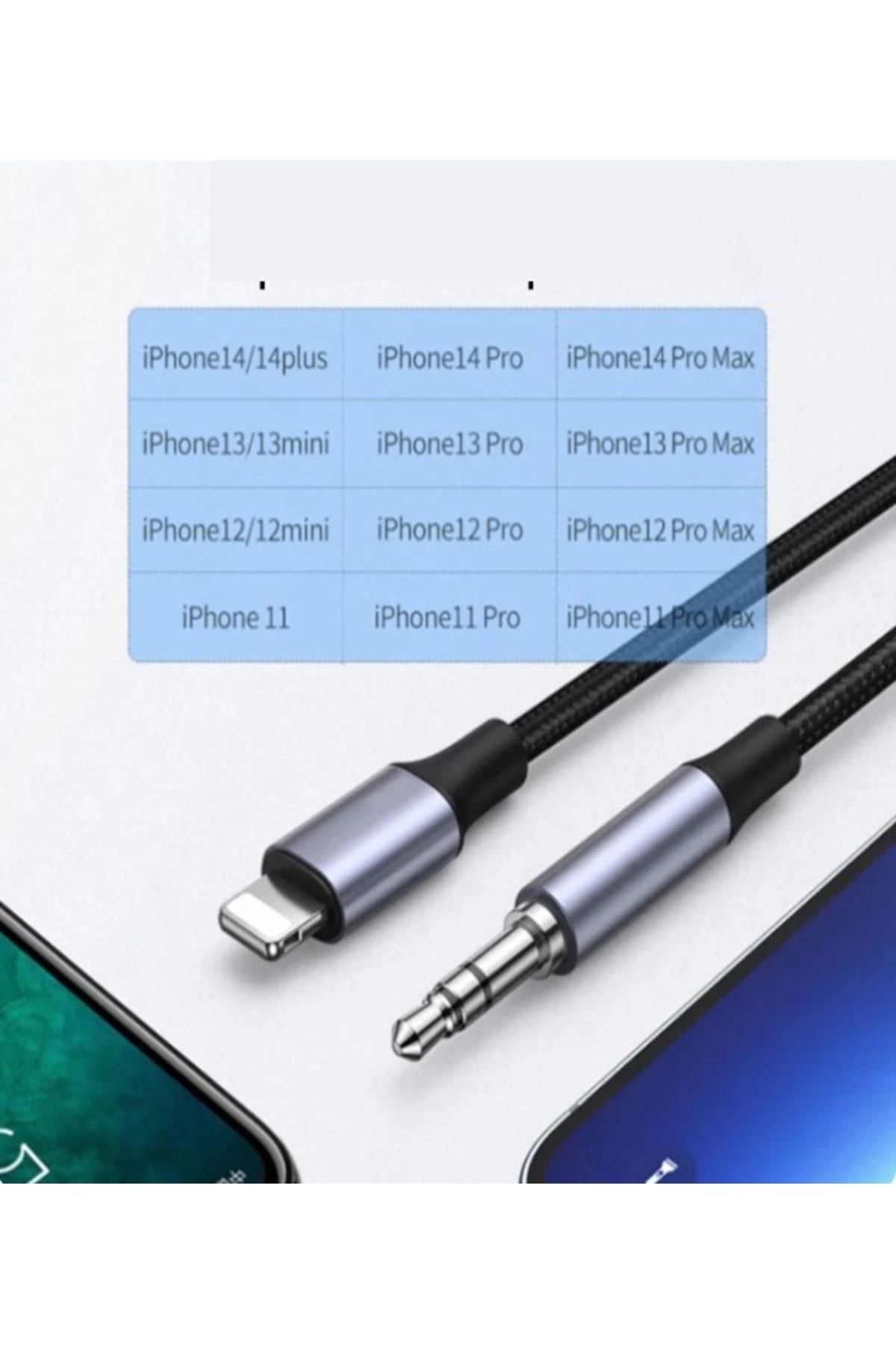 3 5 MM AUX kablo adaptörü iPhone 12 13 14 Pro kulaklık ses iphone Tak Çalıştır