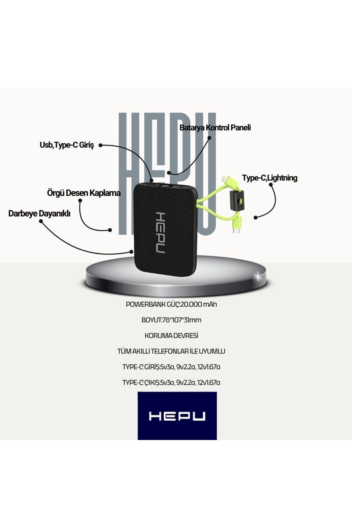 HP 235 20.000 Mah Powerbank 1 to 4 PD 22.5 W Led Display