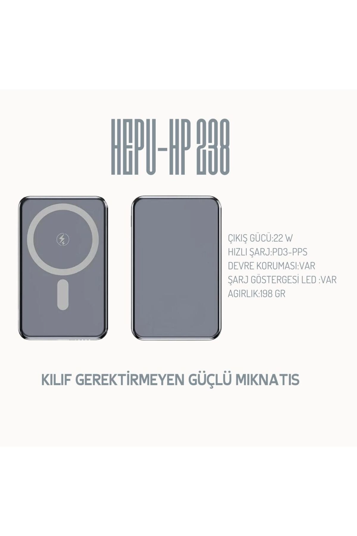HP-239 Wireless Charging Battery PD3.0 PPS – 5.000 mAh Kablosuz Şarj Cihazı
