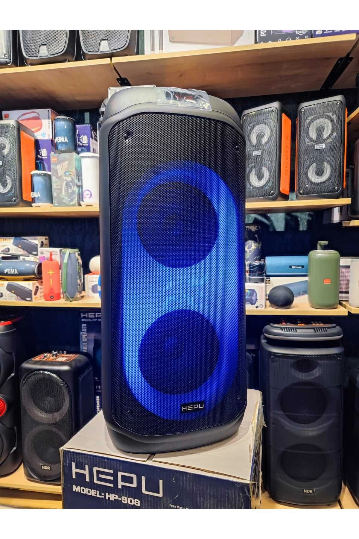 HP 908 Taşınabilir Şarjlı 80 w 2*8 inch Bluetooth Parti Hoparlörü Bass boost