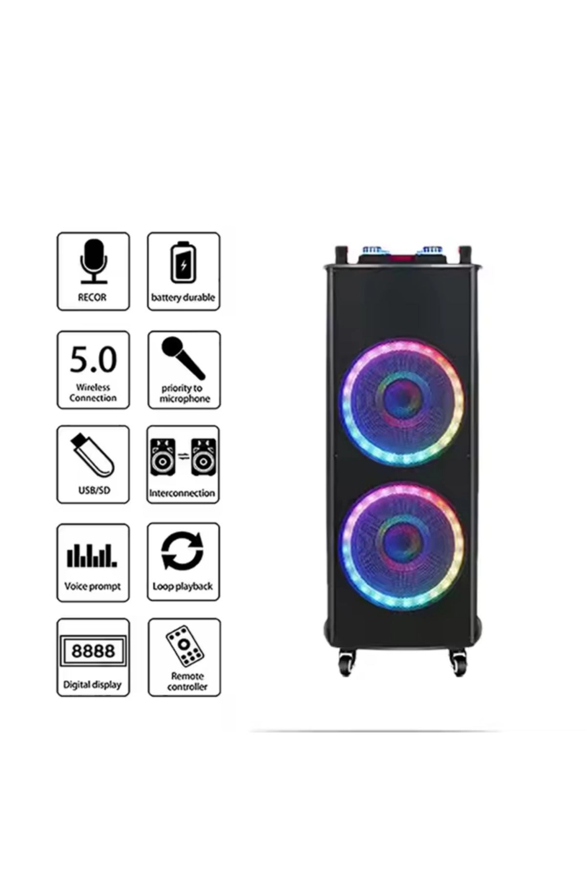 HP 916 Taşınabilir Şarjlı Bluetooth Büyük Boy Parti Hoparlörü 100w Rms 2*12 inc Woofer
