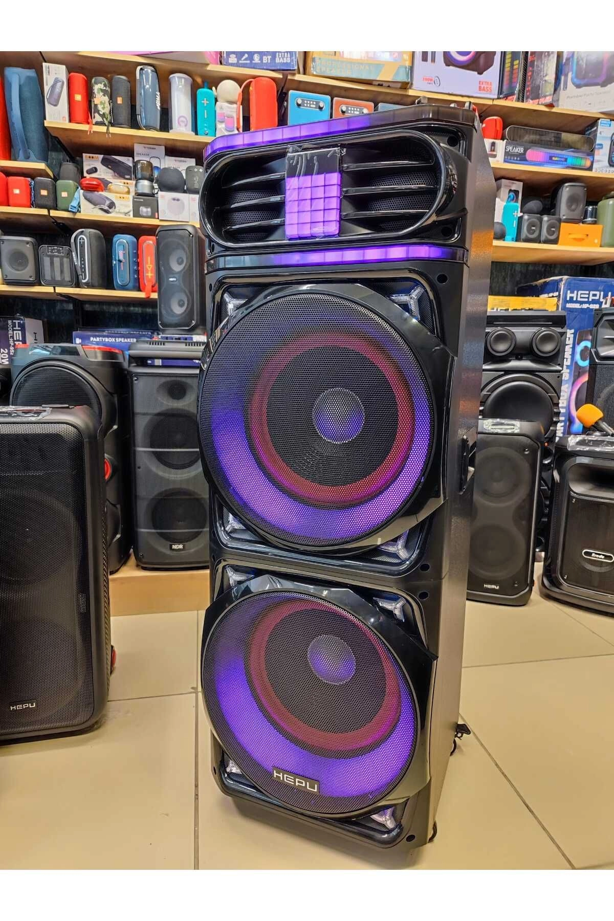 Hepu Hp 928 Taşınabilir Şarjlı Ahşap Bluetooth Parti Hoparlörü 100
