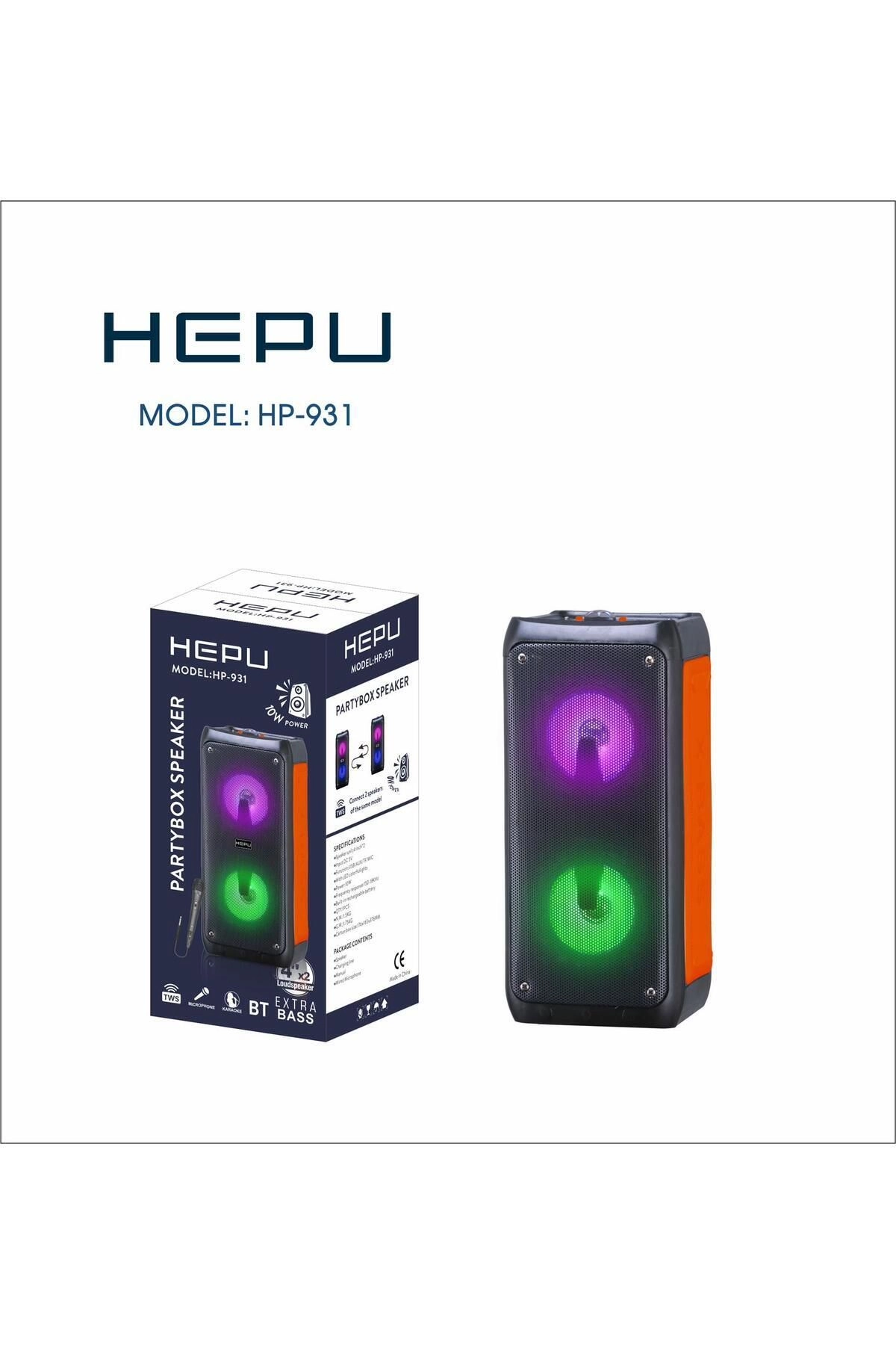 HP-931 Mikrofonlu Taşınabilir Şarjlı Bluetooth Parti Hoparlörü 4 Inc*2 Extra Bass