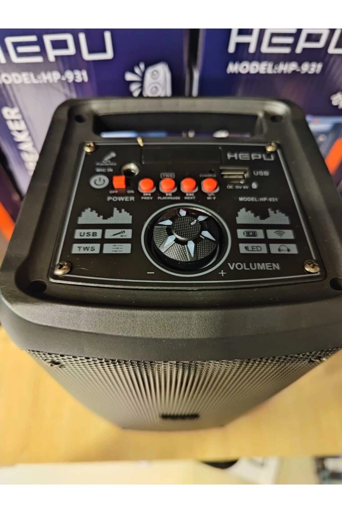 HP-931 Mikrofonlu Taşınabilir Şarjlı Bluetooth Parti Hoparlörü 4 Inc*2 Extra Bass