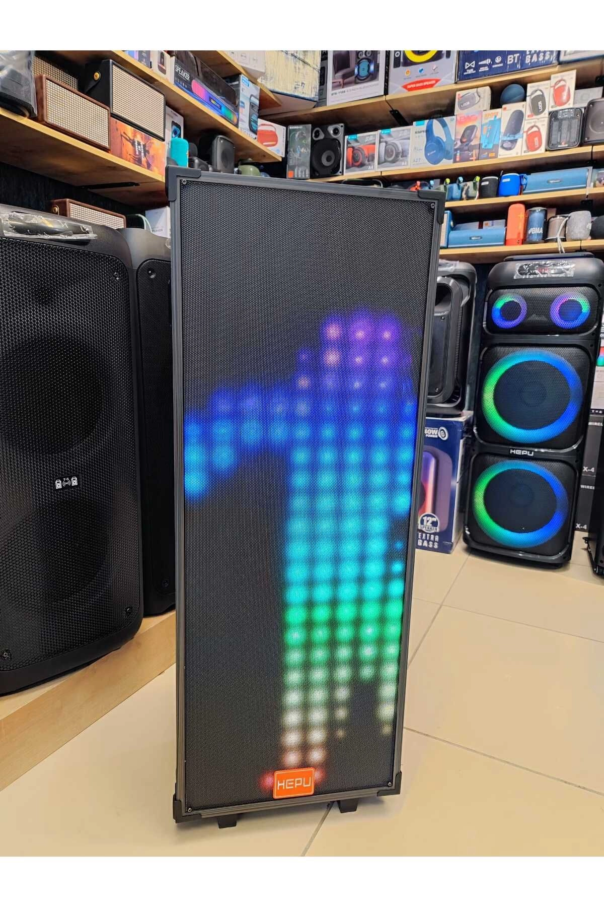 Hepu Hp-933 Taşınabilir Kule Tipi Ahşap Kasa Bluetooth Parti Hoparlörü 100 W rms 12 inc*2