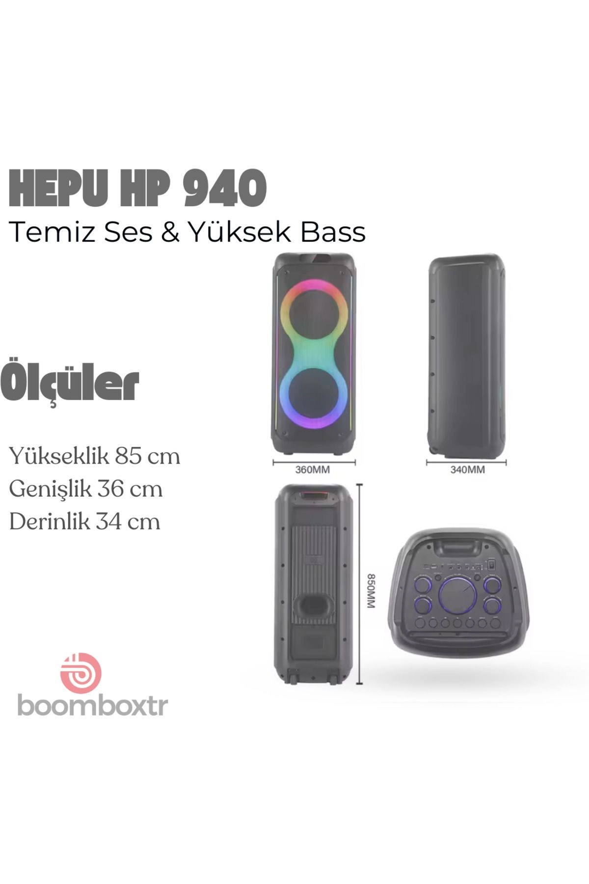 HEPU HP-940 Bluetooth Hoparlör | 80W RMS | 2x10” Ultra Bass