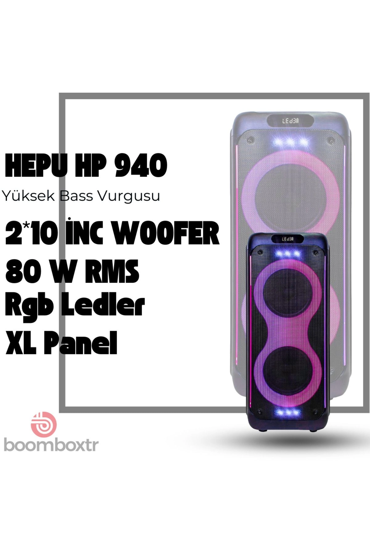 HEPU HP-940 Bluetooth Hoparlör | 80W RMS | 2x10” Ultra Bass